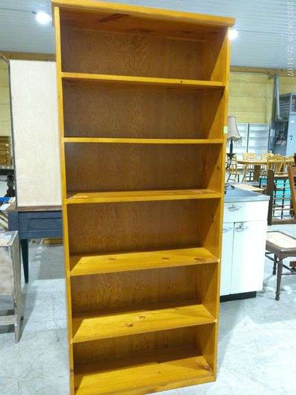 456 - Pine solid wood 6 shelf bookshelf 32"x11"x76"
