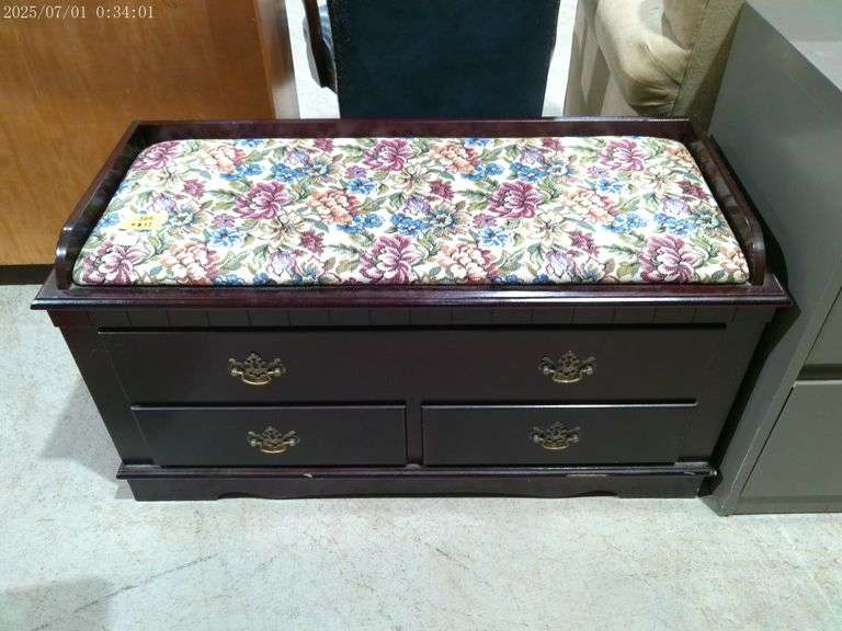 504- Cedar chest with upholstered top. Very clean
