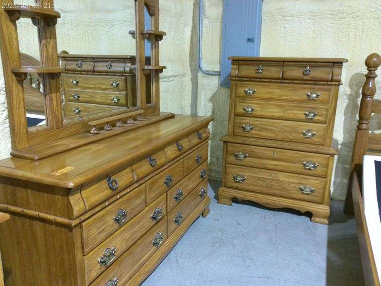 452 - 2 pieces-dresser 68" wide, 9 drawers and chest of drawers 40" wide, 5 drawers. All drawers wor