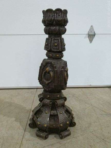 562 - Decorative floor candlestick holder. Maybe resin to look like wood 26" tall