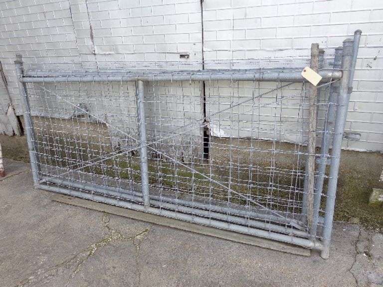 4 pipe and wire gate, 3 are in good shape 10ft long 5ft tall, gate is 13ft in poor condition