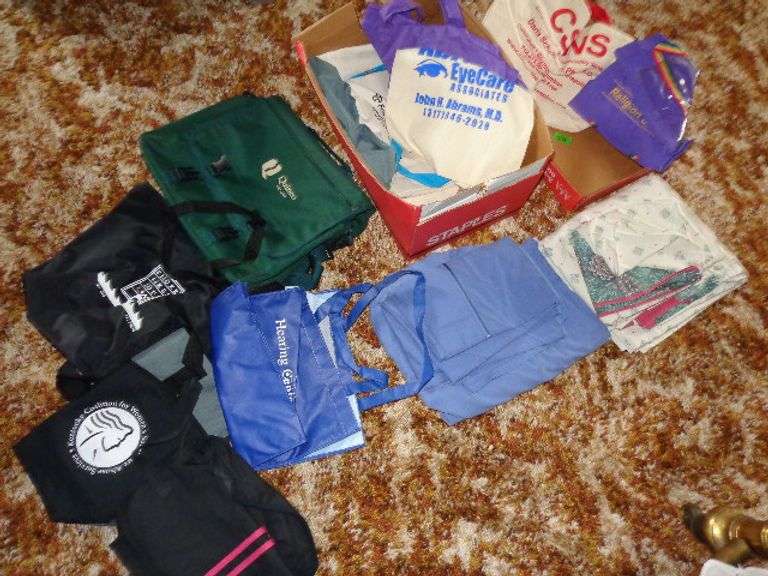 Box of misc advertisement bags and sheet set