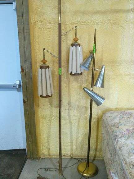608 - 2 mid century floor lamps, condition is rough
