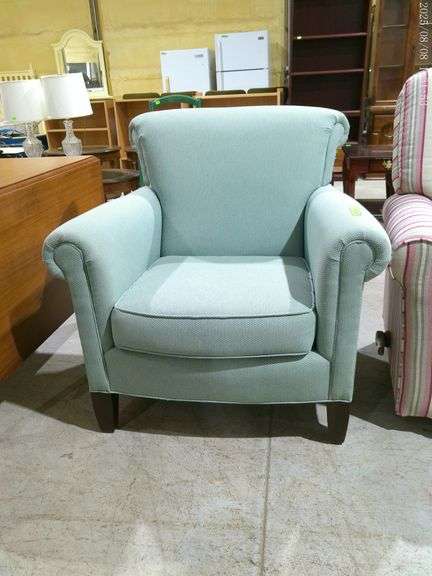 604- Kincaid light teal upholstered accent chair