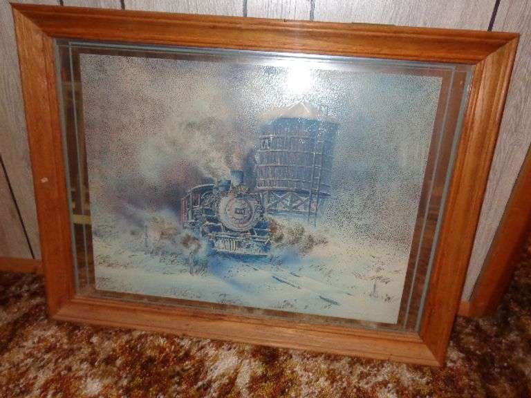 Mirror with train scene. Frame is 31"x23"