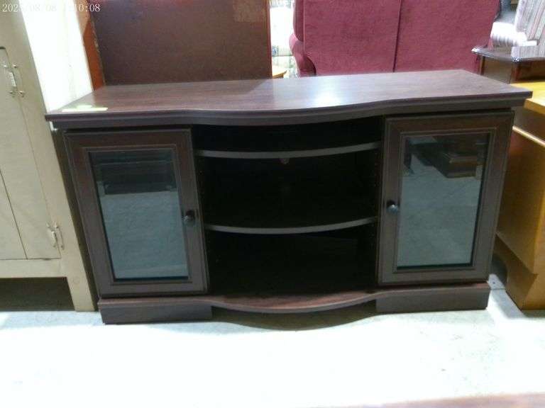 604 - TV cabinet 48" wide, 25" tall, 18" deep. 2 side doors and lower shelving for media