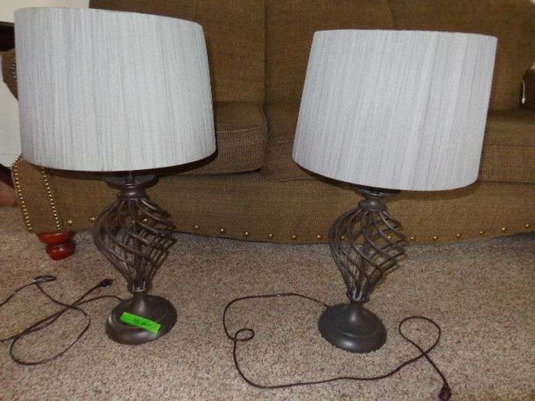 Pair of metal lamps and shades, very nice condition