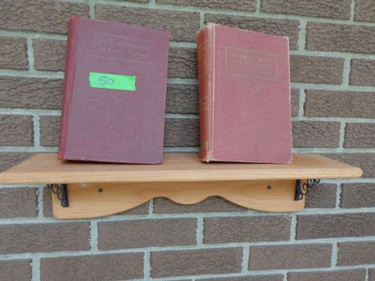 2 old style books by Hugo G Sommer, wooden shelf