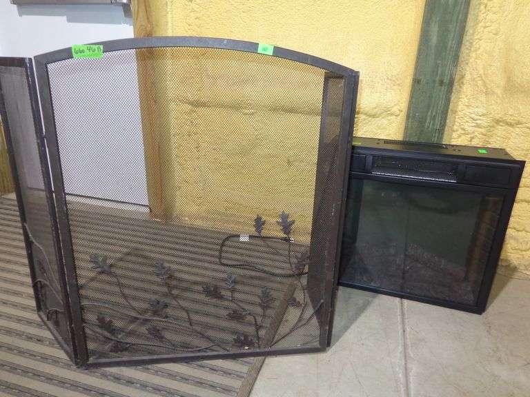 660- Electric fire place insert with glass front, tested and working 24" wide 22" tall and fire plac