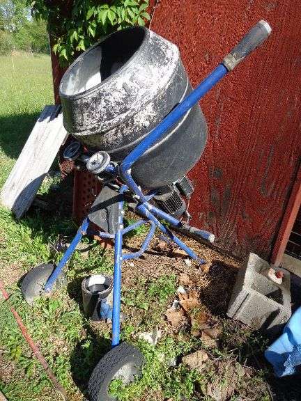 Kobalt Cement Mixer. Electric motor. Untested. Located by building.