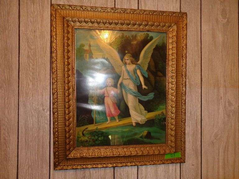 Angel picture with ornate frame 23"x27"