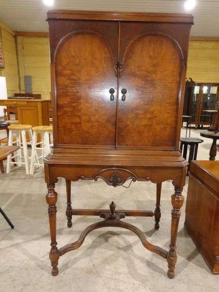 655- Art deco wooden cabinet 25" wide 18" deep 54" tall
