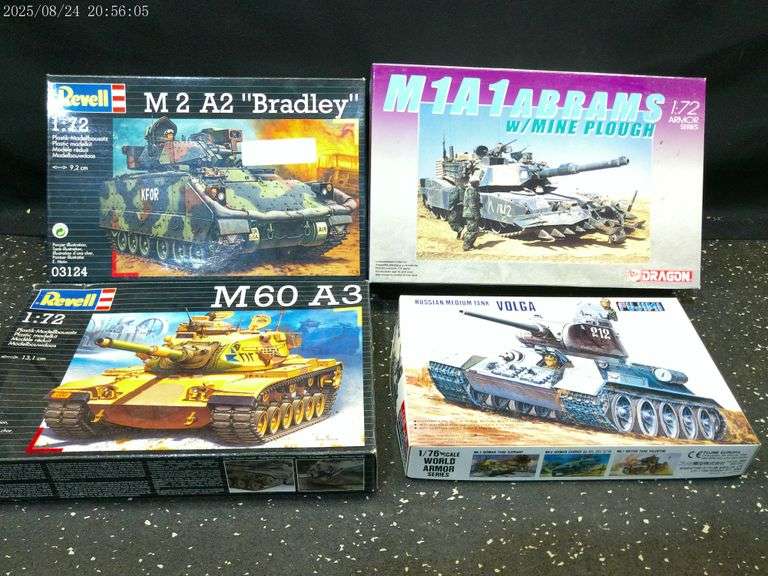 Four tanks, models, see photos for scale and identify