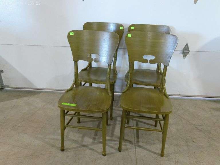 603–4 wooden side chairs that have been painted, some finished damage.