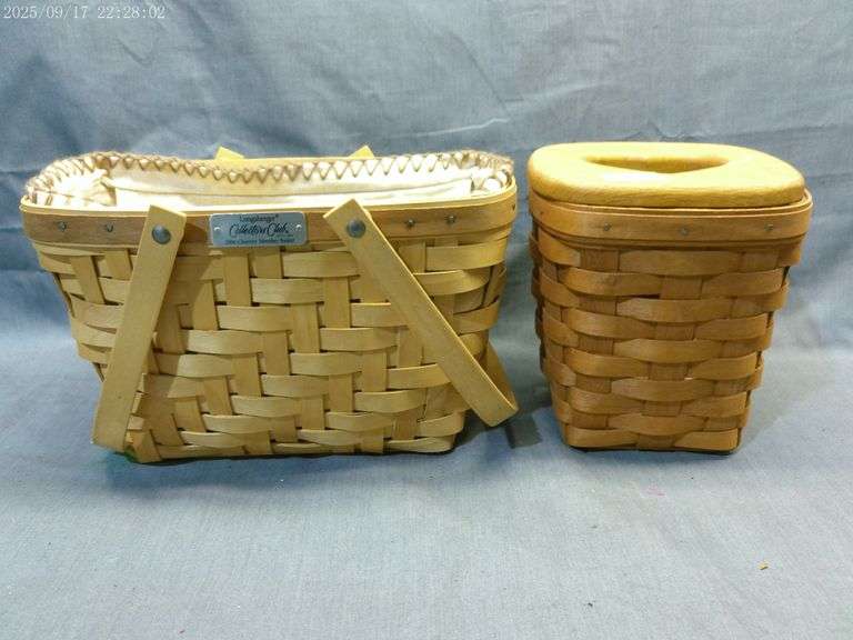 Longaberger 2 baskets, 2006 collectors club, 1991 wooden heart lid
