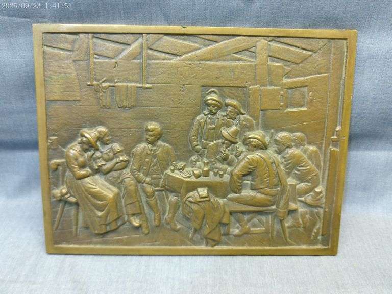 6"x7" bronze wall plaque DeFregger style