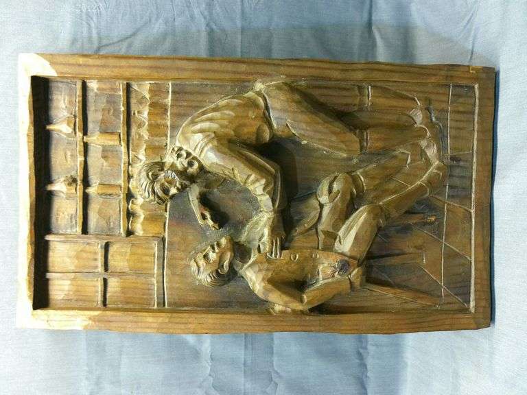 German wood carved plaque 16"x9", dentist