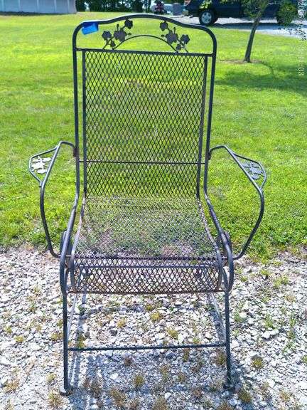 Wrought iron rocking patio chair
