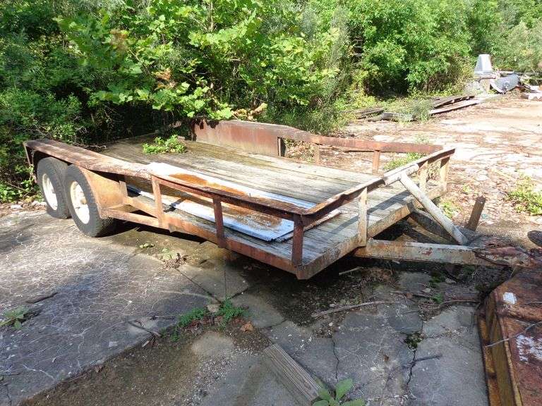 16' equipment hauler trailer. Tires need replaced.