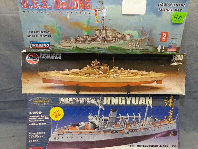 Model Ships, USS Delong 1/300 scale, Bismarck 1/600 scale, Jingyuan 1/250