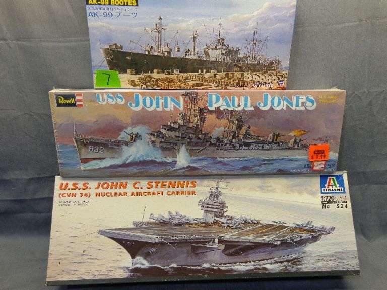 Model ships, AK-99 Bootes 1/700 scale, USS John Paul, USS John C Stennis CVN 74 1/720 scale