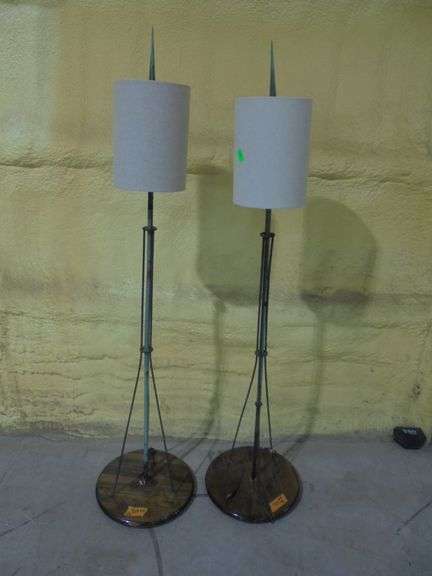 Two floor lamps made out of lightning rods. Both work. See pictures.