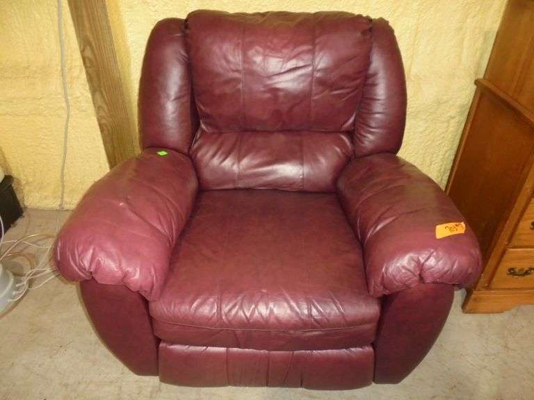 Leather like recliner. Maroon. See pictures.