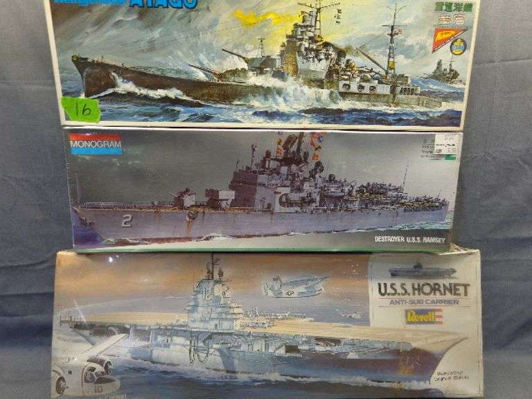 Model ships, ATAGO 1/500 scale, USS Ramsey, USS Hornet