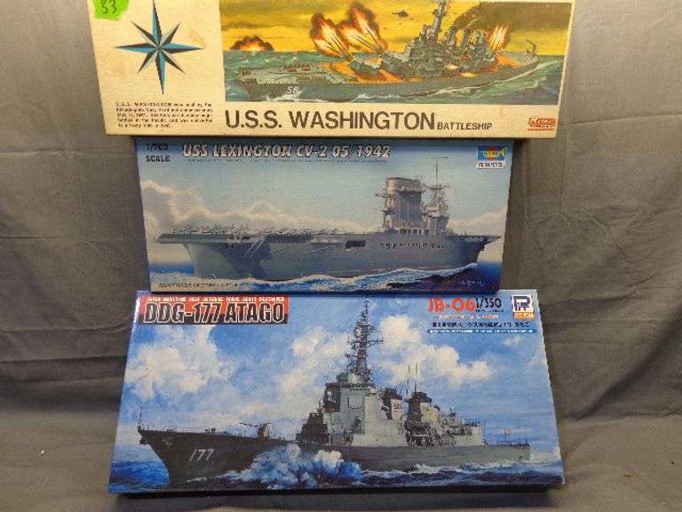 Model Ships, USS Washington 1/500 scale, USS Lexington 1/700 scale, DDG-177 ATAGO 1/350 scale