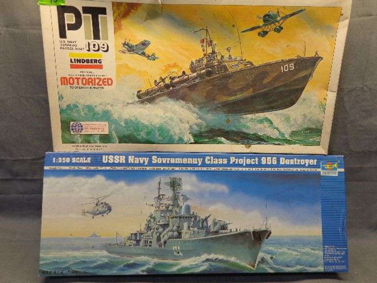 Model ships, PT 109 1/64 scale, USSR Navy Sovremenny Class Project 956 Destroyer 1/350 scale
