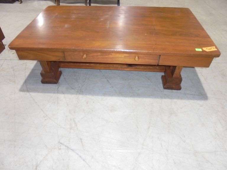 Coffee table with 1 drawer. 48" wide x 28" deep x 14" tall. See pictures.