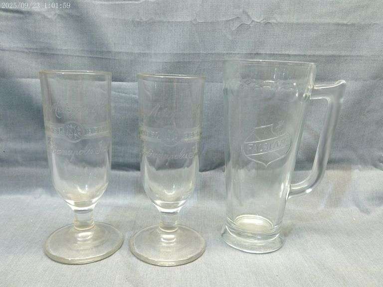 3 pre prohibition beer glasses