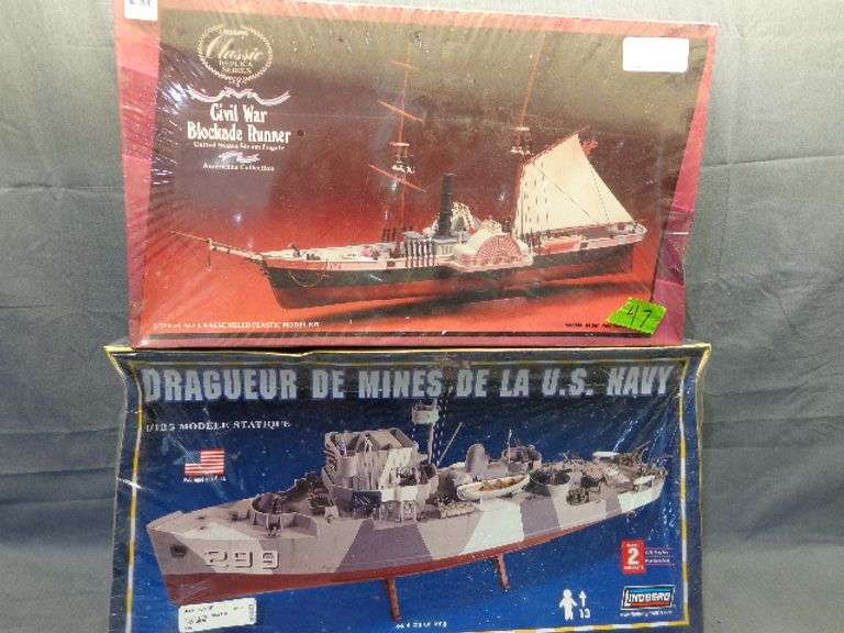 Model Ships, Civil War Blockade Runner 1/124 scale, Dragueur DeE Mines DE LA US Navy 1/125 scale