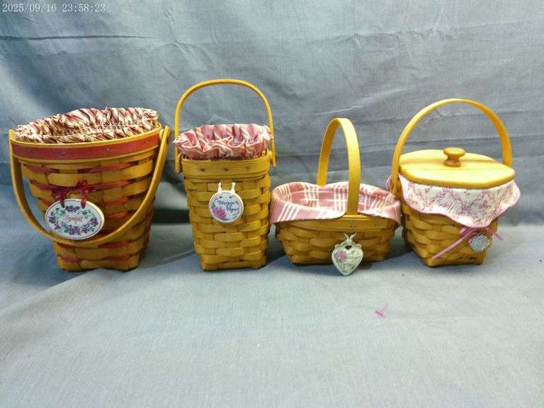 Longaberger 3 Horizon of Hope small baskets and 1 Bouquet basket