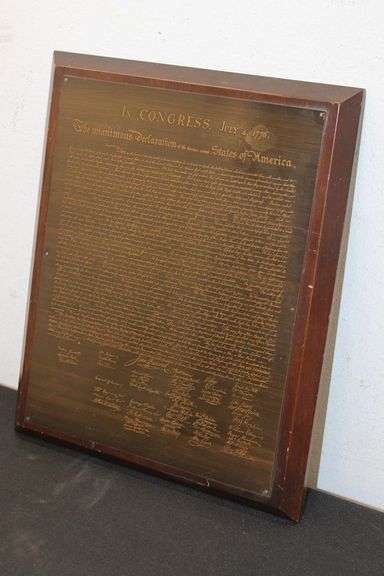 Vintage Declaration of Independence Plaque