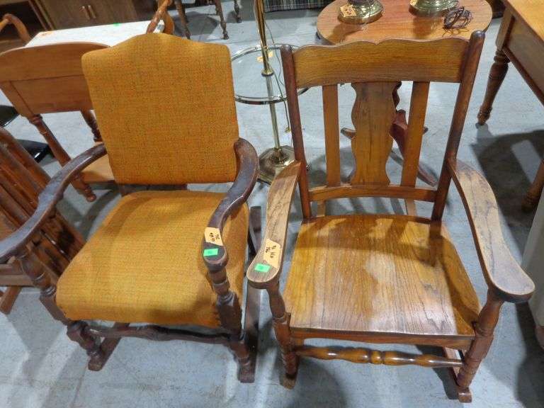 752 - wooden rocking chair and wood with upholstery rocking chair