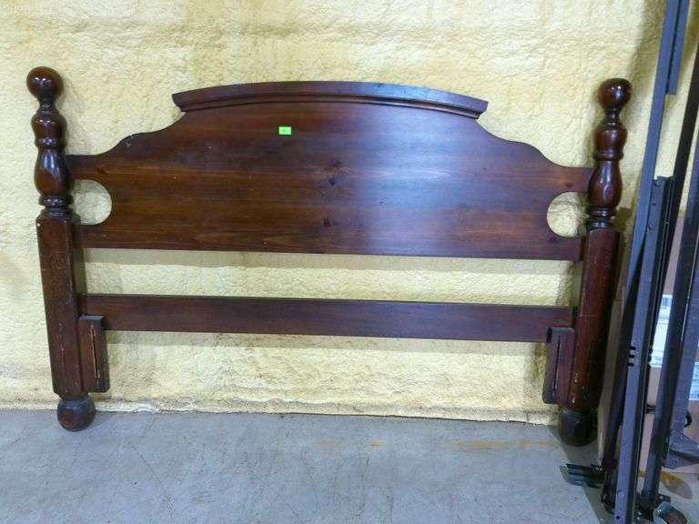 809- Twin/full wooden headboard with frame, some scratches in wooden finish