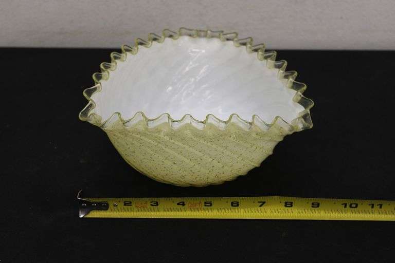 Antique Yellow Uranium Glass Bride's Bowl