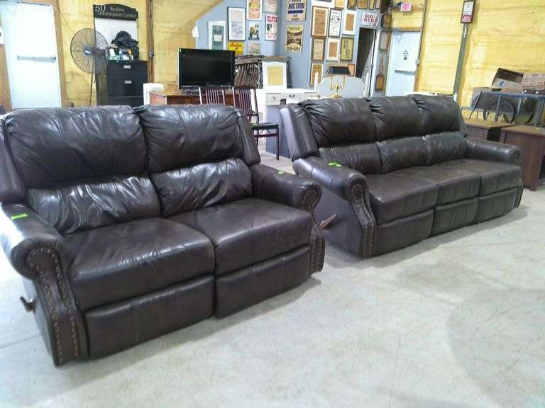 809- 3 cushion vinyl sofa with end recliners, nail head accents, in rough condition and needs cleane