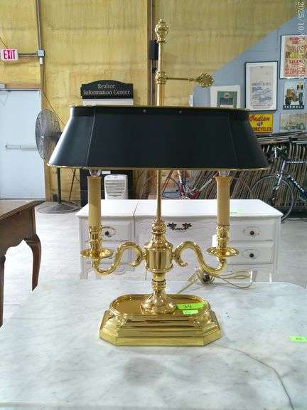 810- Black and brass French empire table lamp