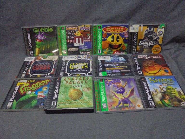 10 PlayStation games, untested. Spiro and Shrek are cases only