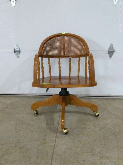 808 - Wooden rolling office chair, nice condition