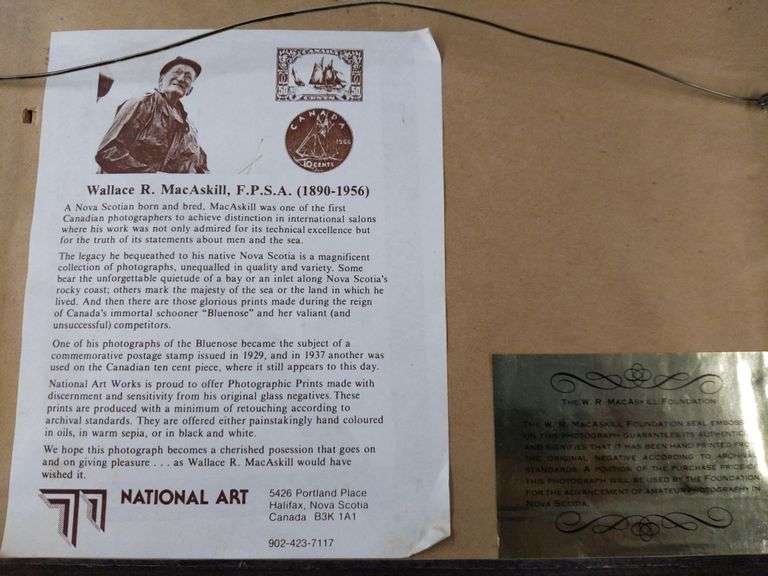 Signed W.R. Macaskill, Framed Original Photo Titled "North West Arm from Dingle, Halifax 1936