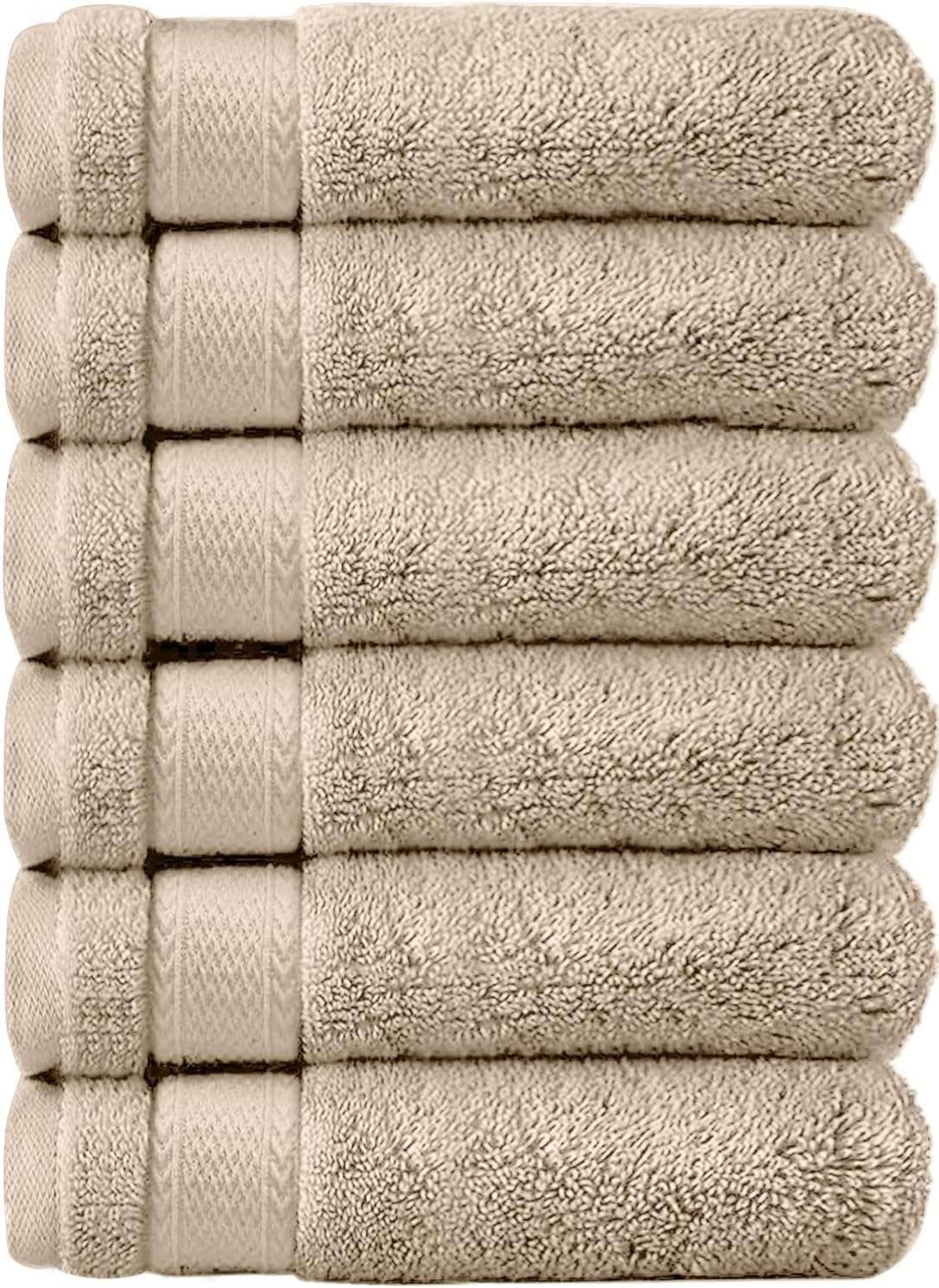 **Lot Of 6**The THREADERY Softest Towel Cotton Blend Hand Towels, Beige
