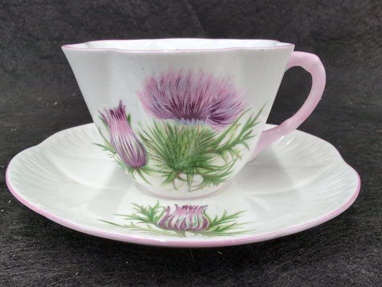 Shelley Bone China "Thistle" Pattern Cup & Saucer Mariner Auctions