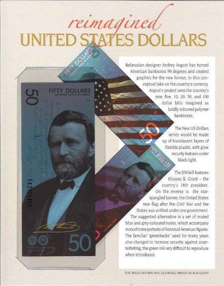 Reimagined Glows In The Dark United States Dollars - Fifty Dollars w/ Giclee Art Card Story, With Go