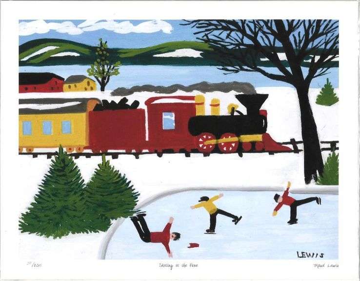 Maude Lewis  - Canada's Most Beloved Folk Artist Fine Art Giclee, "Skating at the Pone " 11 x 14" Pl