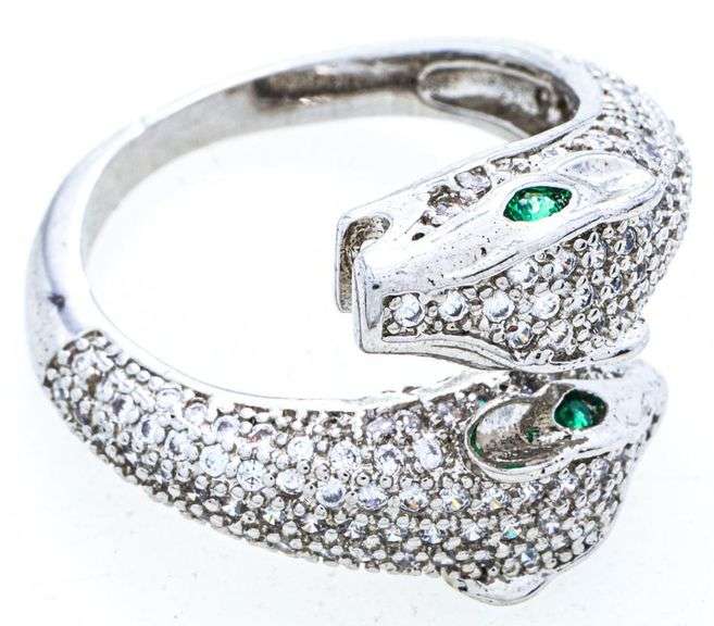 Silver Ring, Cartiet Style "PANTHER" Design, Pave Set Swarovski Elements 1