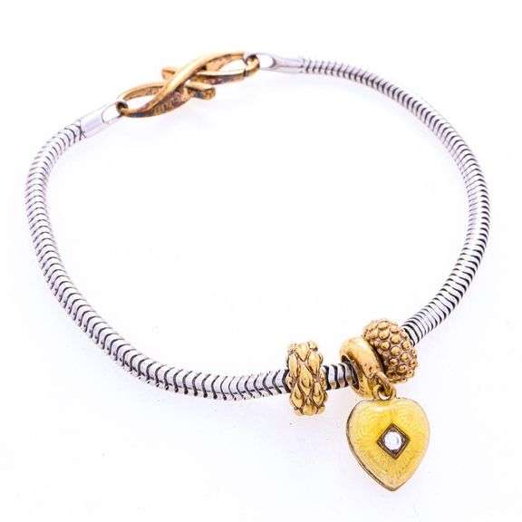 PANDORA Sterling Silver Bracelet Gold Heart Charm