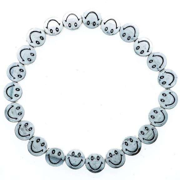 Silver Happy Face Flex Bracelet Size Large